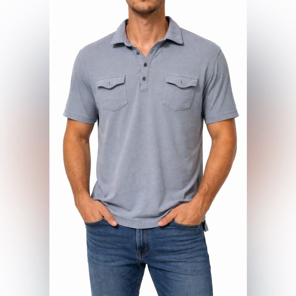 Kuhl Men's Icelandr Gray Blue Performance Polo Shirt Size XL